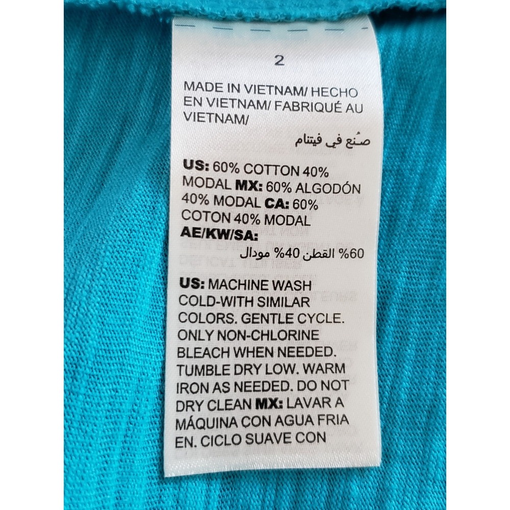 Chico's Open Front Cardigan‎ Size 2 Blue Long Sleeve Cotton Blend Longer Length - Picture 4 of 4